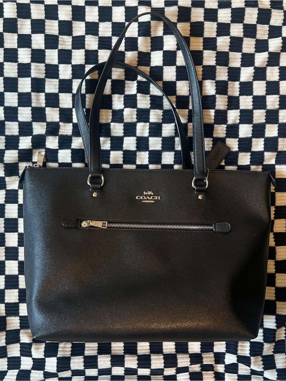 Coach Black Leather Tote Bag with SILVER HARDWARE